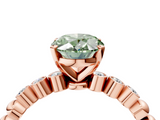 Rose gold Fancy Green Oval  Solitaire Bezel Accent Diamond Engagement Ring with Beaded Band and Four-Prong Setting_45