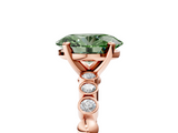 Rose gold Fancy Green Oval  Solitaire Bezel Accent Diamond Engagement Ring with Beaded Band and Four-Prong Setting_46