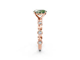 Rose gold Fancy Green Oval  Solitaire Bezel-Set Diamond Ring with Beaded Band and Four-Prong Setting_34