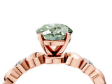 Rose gold Fancy Green Oval  Solitaire Bezel-Set Diamond Ring with Beaded Band and Four-Prong Setting_36