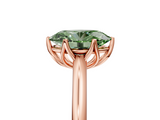 Rose gold Fancy Green Oval  Solitaire Cathedral Diamond Ring with Six-Prong Setting_21