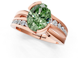 Rose gold Fancy Green Oval  Solitaire Channel-Set Split Shank Ring with Tension Prong Setting_4