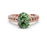 Rose gold Fancy Green Oval  Solitaire Chevron Pave Diamond Engagement Ring with Six-Prong Setting_3