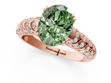 Rose gold Fancy Green Oval  Solitaire Chevron Pave Diamond Engagement Ring with Six-Prong Setting_4