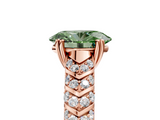 Rose gold Fancy Green Oval  Solitaire Chevron Pave Diamond Engagement Ring with Six-Prong Setting_8