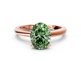 Rose gold Fancy Green Oval  Solitaire Diamond Engagement Ring with Four-Prong Setting on a Classic Band_3