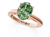 Rose gold Fancy Green Oval  Solitaire Diamond Engagement Ring with Four-Prong Setting on a Classic Band_4