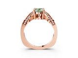 Rose gold Fancy Green Oval  Solitaire Diamond Engagement Ring with Pave Band and Four-Prong Setting 4
