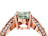 Rose gold Fancy Green Oval  Solitaire Diamond Engagement Ring with Pave Band and Four-Prong Setting 5