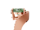 Rose gold Fancy Green Oval  Solitaire Diamond Engagement Ring with Pave Band and Four-Prong Setting