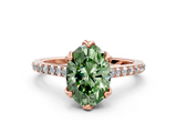 Rose gold Fancy Green Oval  Solitaire Diamond Engagement Ring with Pave Band and Six-Prong Setting_21