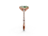 Rose gold Fancy Green Oval  Solitaire Diamond Engagement Ring with Pave Band and Six-Prong Setting_23