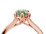 Rose gold Fancy Green Oval  Solitaire Diamond Engagement Ring with Pave Band and Six-Prong Setting_25