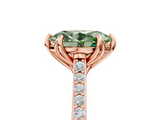 Rose gold Fancy Green Oval  Solitaire Diamond Engagement Ring with Pave Band and Six-Prong Setting_26