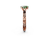 Rose gold Fancy Green Oval  Solitaire Diamond Engagement Ring with XO Engraved Band and Four-Prong Setting 2