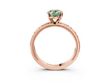 Rose gold Fancy Green Oval  Solitaire Diamond Engagement Ring with XO Engraved Band and Four-Prong Setting 3