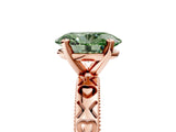 Rose gold Fancy Green Oval  Solitaire Diamond Engagement Ring with XO Engraved Band and Four-Prong Setting 5