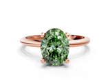 Rose gold Fancy Green Oval  Solitaire Diamond Ring with 4-Prong Setting on a Classic Band_3
