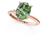 Rose gold Fancy Green Oval  Solitaire Diamond Ring with 4-Prong Setting on a Classic Band_4