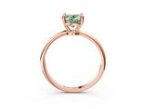 Rose gold Fancy Green Oval  Solitaire Diamond Ring with 4-Prong Setting on a Classic Band_6