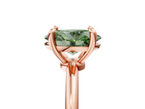 Rose gold Fancy Green Oval  Solitaire Diamond Ring with 4-Prong Setting on a Classic Band_8