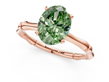 Rose gold Fancy Green Oval  Solitaire Diamond Ring with Bamboo Band and Four-Prong Setting_63