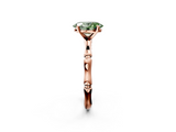 Rose gold Fancy Green Oval  Solitaire Diamond Ring with Bamboo Band and Four-Prong Setting_64