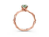 Rose gold Fancy Green Oval  Solitaire Diamond Ring with Bamboo Band and Four-Prong Setting_65
