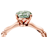 Rose gold Fancy Green Oval  Solitaire Diamond Ring with Bamboo Band and Four-Prong Setting_66