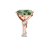 Rose gold Fancy Green Oval  Solitaire Diamond Ring with Bezel Set Side Stones and Prong Setting_8
