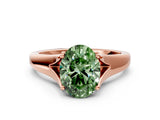Rose gold Fancy Green Oval  Solitaire Diamond Ring with Cathedral Band and Four-Prong Setting_64