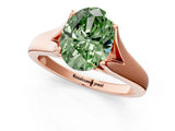 Rose gold Fancy Green Oval  Solitaire Diamond Ring with Cathedral Band and Four-Prong Setting_65