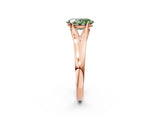 Rose gold Fancy Green Oval  Solitaire Diamond Ring with Cathedral Band and Four-Prong Setting_66