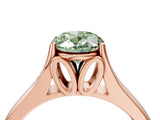 Rose gold Fancy Green Oval  Solitaire Diamond Ring with Cathedral Band and Four-Prong Setting_68