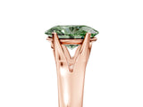 Rose gold Fancy Green Oval  Solitaire Diamond Ring with Cathedral Band and Four-Prong Setting_69
