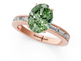 Rose gold Fancy Green Oval  Solitaire Diamond Ring with Channel-Set Baguette Band and Four-Prong Setting_86
