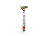 Rose gold Fancy Green Oval  Solitaire Diamond Ring with Channel-Set Baguette Band and Four-Prong Setting_87