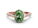 Rose gold Fancy Green Oval  Solitaire Diamond Ring with Channel Set Band and Bezel Prong Setting_50