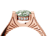 Rose gold Fancy Green Oval  Solitaire Diamond Ring with Channel Set Band and Bezel Prong Setting_54