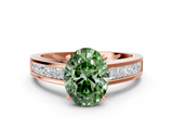 Rose gold Fancy Green Oval  Solitaire Diamond Ring with Channel-Set Band and Four-Prong Setting_3