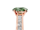 Rose gold Fancy Green Oval  Solitaire Diamond Ring with Channel-Set Band and Four-Prong Setting_8