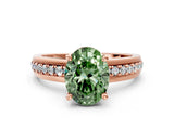 Rose gold Fancy Green Oval  Solitaire Diamond Ring with Channel Set Band and Six-Prong Setting_48