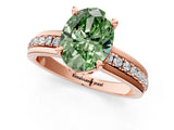 Rose gold Fancy Green Oval  Solitaire Diamond Ring with Channel Set Band and Six-Prong Setting_49
