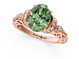 Rose gold Fancy Green Oval  Solitaire Diamond Ring with Filigree Band and Four-Prong Setting_63