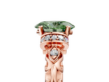 Rose gold Fancy Green Oval  Solitaire Diamond Ring with Filigree Band and Four-Prong Setting_67