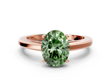 Rose gold Fancy Green Oval  Solitaire Diamond Ring with Four-Prong Setting and Classic Band_3