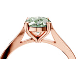 Rose gold Fancy Green Oval  Solitaire Diamond Ring with Four-Prong Setting and Tapered Band 4