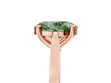 Rose gold Fancy Green Oval  Solitaire Diamond Ring with Four-Prong Setting and Tapered Band 5