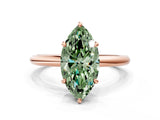 Rose gold Fancy Green Oval  Solitaire Diamond Ring with Four-Prong Setting on a Plain Band_20
