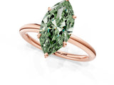 Rose gold Fancy Green Oval  Solitaire Diamond Ring with Four-Prong Setting on a Plain Band_21